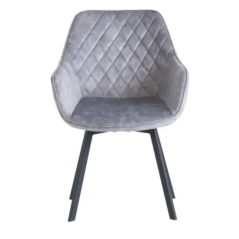 WOF Viola Silver Velvet 360 Swivel Dining Chair